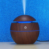 MistGlow™ - USB Ultrasonic Aromatherapy Humidifier & Essential Oil Diffuser | 130ML Wood Grain Design with LED Mood Lighting | Portable Desktop Air Purifier for Home, Office, Bedroom & Travel