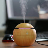 MistGlow™ - USB Ultrasonic Aromatherapy Humidifier & Essential Oil Diffuser | 130ML Wood Grain Design with LED Mood Lighting | Portable Desktop Air Purifier for Home, Office, Bedroom & Travel